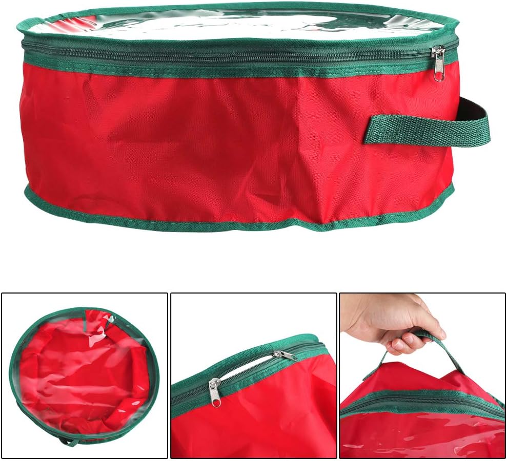 TITA-DONG Christmas Wreath Storage Bag - 2 Pcs 16-Inch Portable Organizer with Dual Zipper & Transparent Window