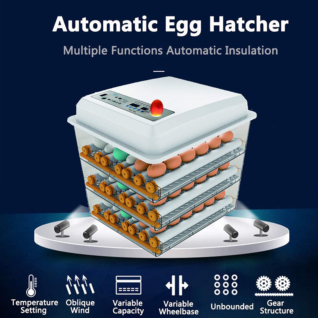 JAEDO Automatic Egg Incubator 150~180 Egg Incubator Digital Automatic Hatcher with Egg Turning for Chickens Ducks Goose Birds