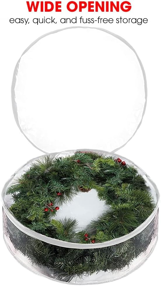 ProPik Christmas Wreath Storage Bag - Waterproof Clear PVC Container | 2-Pack for 48-Inch Wreaths