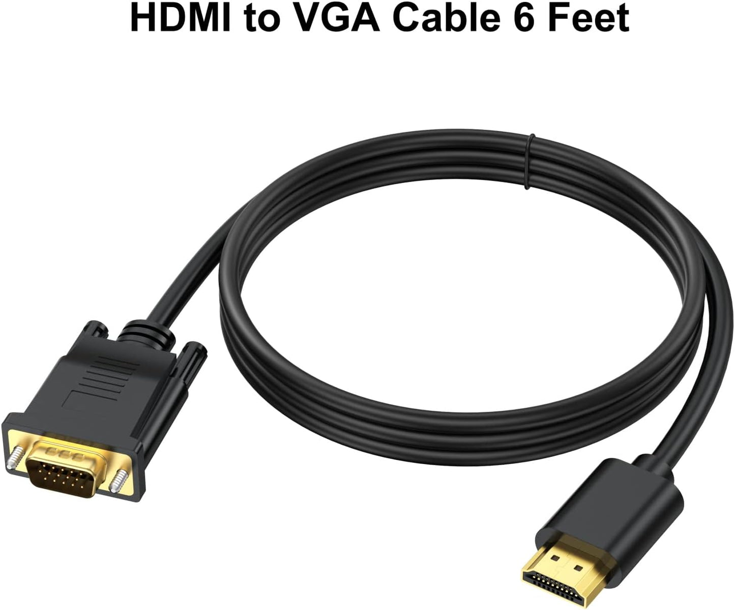 URELEGAN 6 1080P@60Hz HDMI to VGA Cable Feet, Uni-Directional Computer HDMI to VGA Monitor Cable HD Video Cord