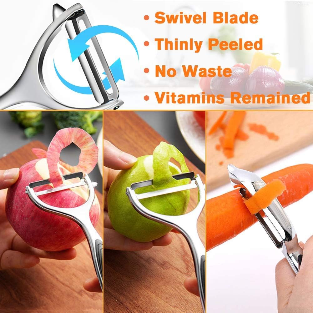 Skiennix Vegetable Peeler Set - Multi-Function Stainless Steel Kitchen Tools with Citrus Peelers | Y & I Shape Blades