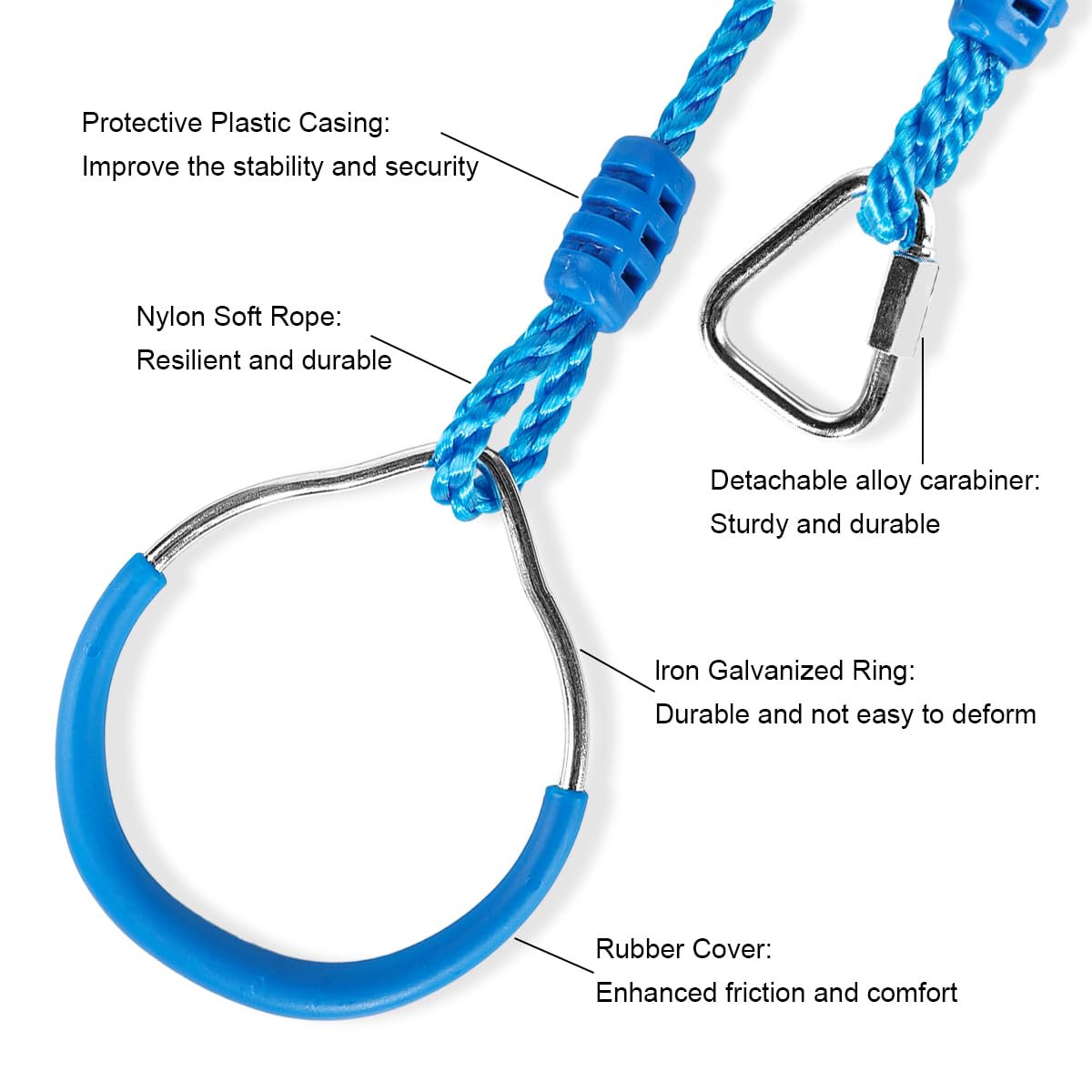 Ymeibe Ninja Rings Monkey Bars Swing Trapeze Bar Playground Swingset Rings Ninja Course for Kids Ninja Gymnastic Rings Backyard Ninjaline Obstacle Accessories (6 Color)
