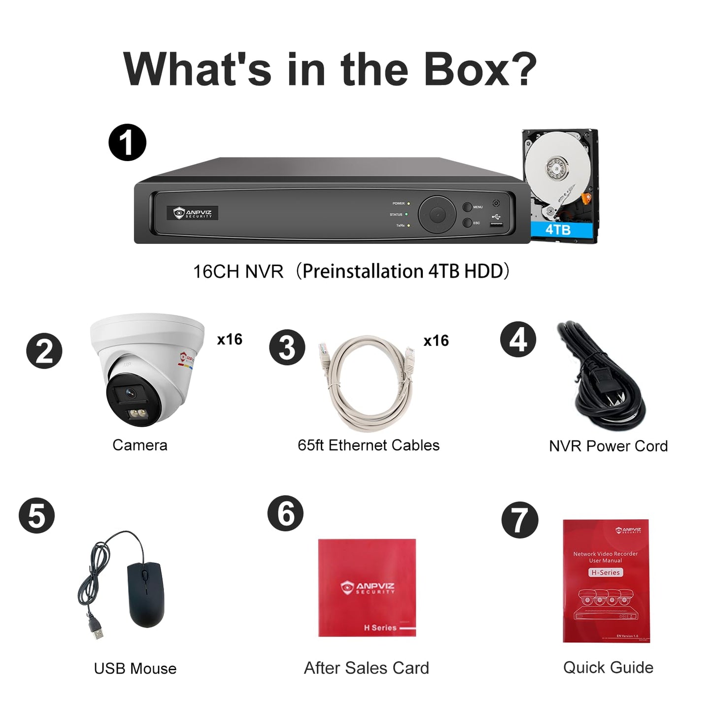 Anpviz 16 Channel NVR PoE Security Camera System,16x 5MP Turret Wired Cameras, Smart Color Night Vision, Human Vehicle Detection, 12MP/4K 16CH Commercial NVR 4TB HDD, Metal for Businesses (H Series)