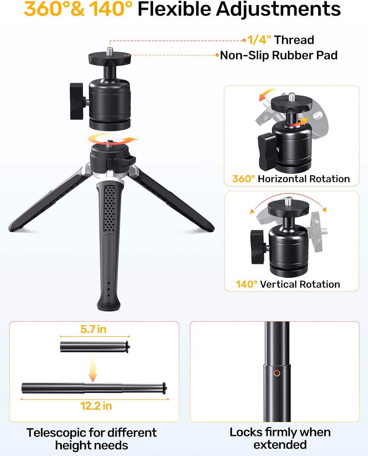 jidinung C920 C922 C922x C925e C930 C930e C615 4K N60, 1/4" Webcam Tripod for Desk, Extendable Web Cam Stand Mount