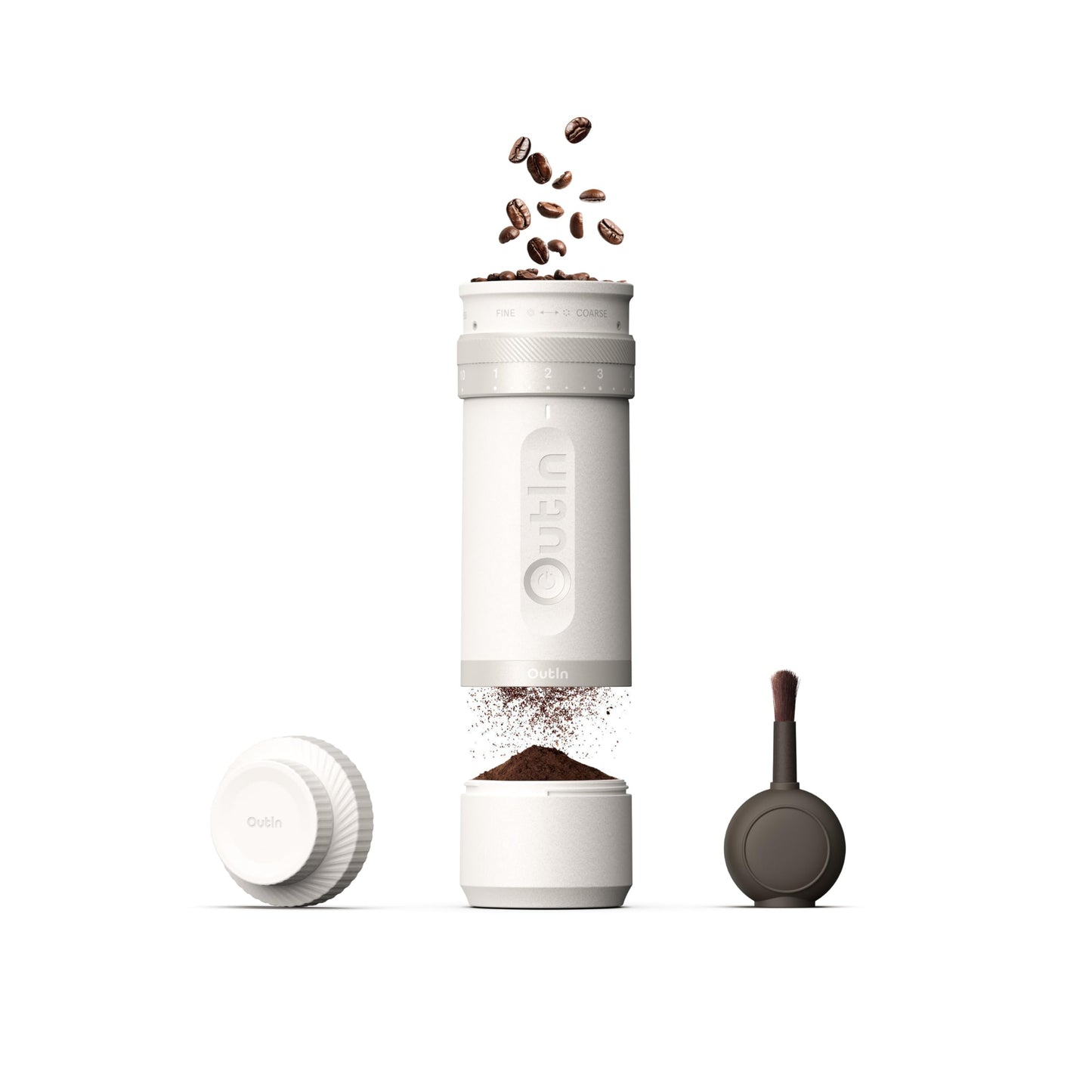 OutIn Mino with Fino, Portable Electric Espresso Machine with Portable Electric Coffee Grinder (Green & White)