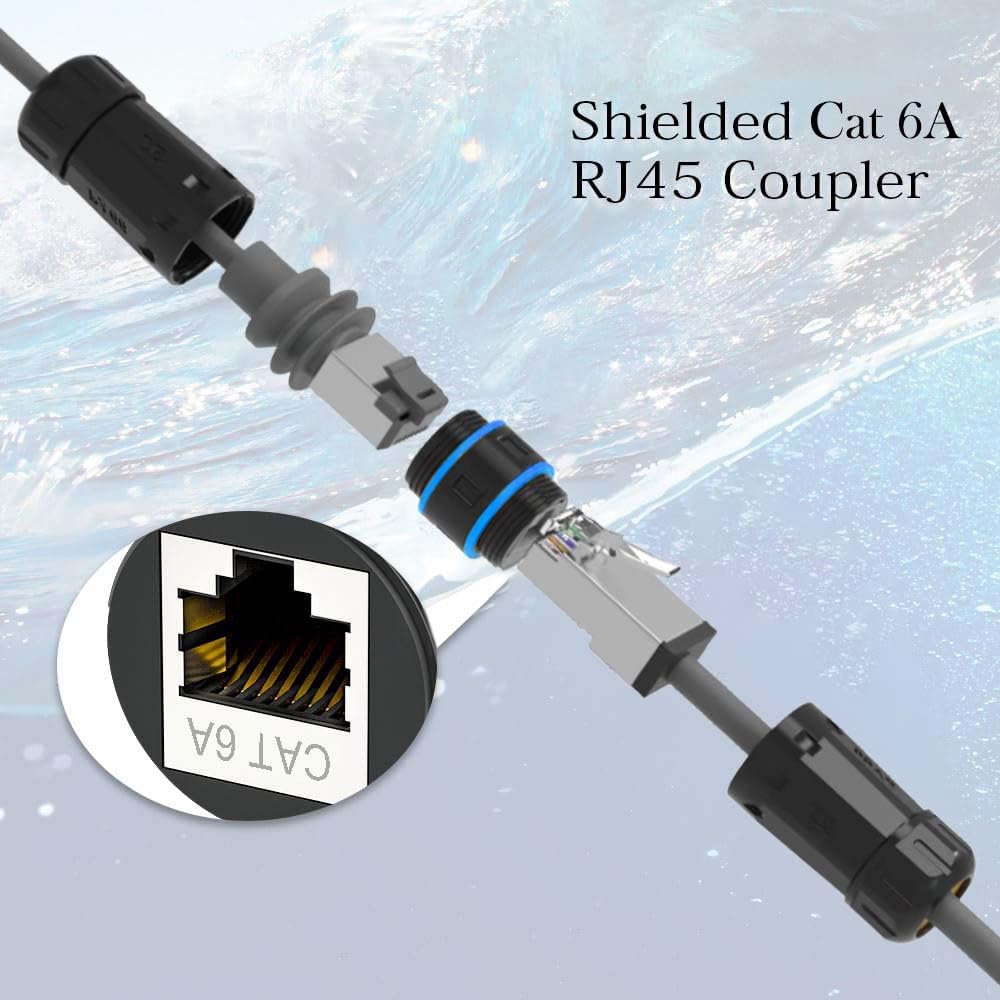 RJ45 Cat6A IP68 10 Gen3/Mini 1 Pack Elfcam - Coupler Waterproof Shielded Ethernet Inline Adapter, Gbps Pass-Through