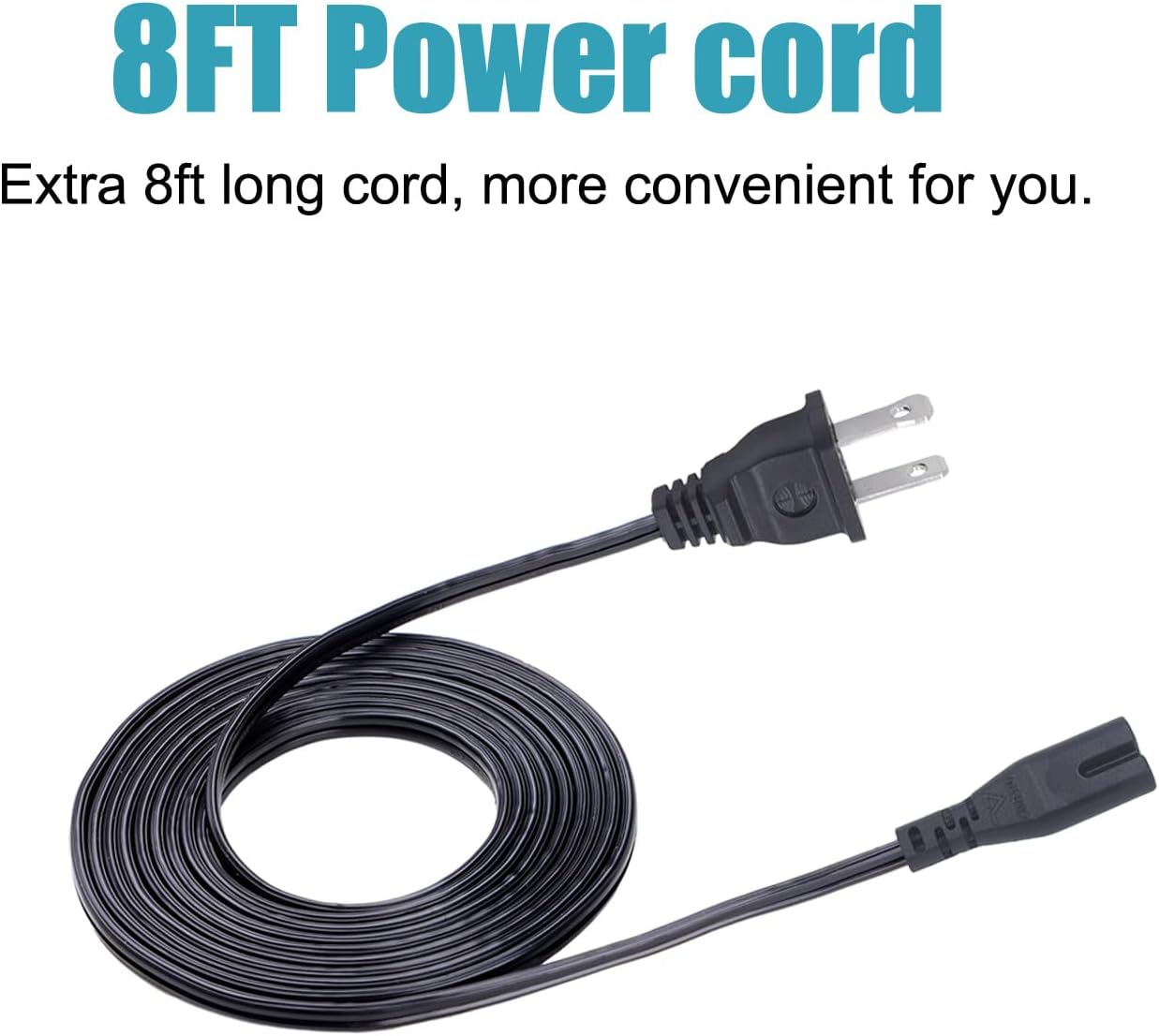 Saireed 8ft HT-S40R S100F HT-S100F HT-G700 2 C7 Power Cord Replacement for Sony Soundbar Prong IEC AC Power Cord Cable