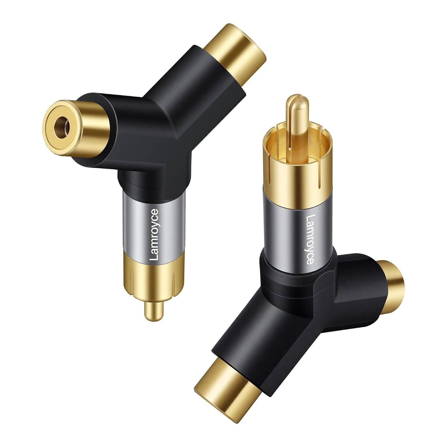 Lamroyce 2 Pack,1 2 RCA Y-Splitter Adapter RCA Male to RCA Female Stereo Audio Subwoofer Car Audio Extension Metal