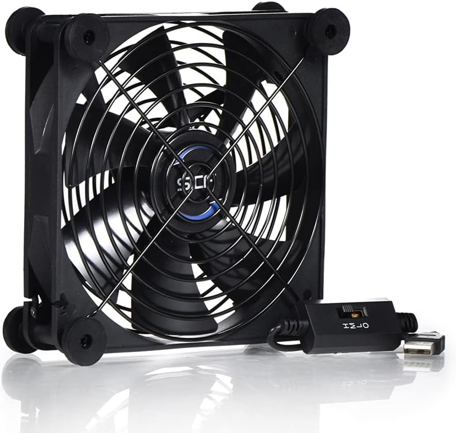 SCCCF 140mm 5V Quiet USB Portable Cooling Fan for Flat Panel TV Receiver Router DVR PlayStation Xbox Computer Cabinet