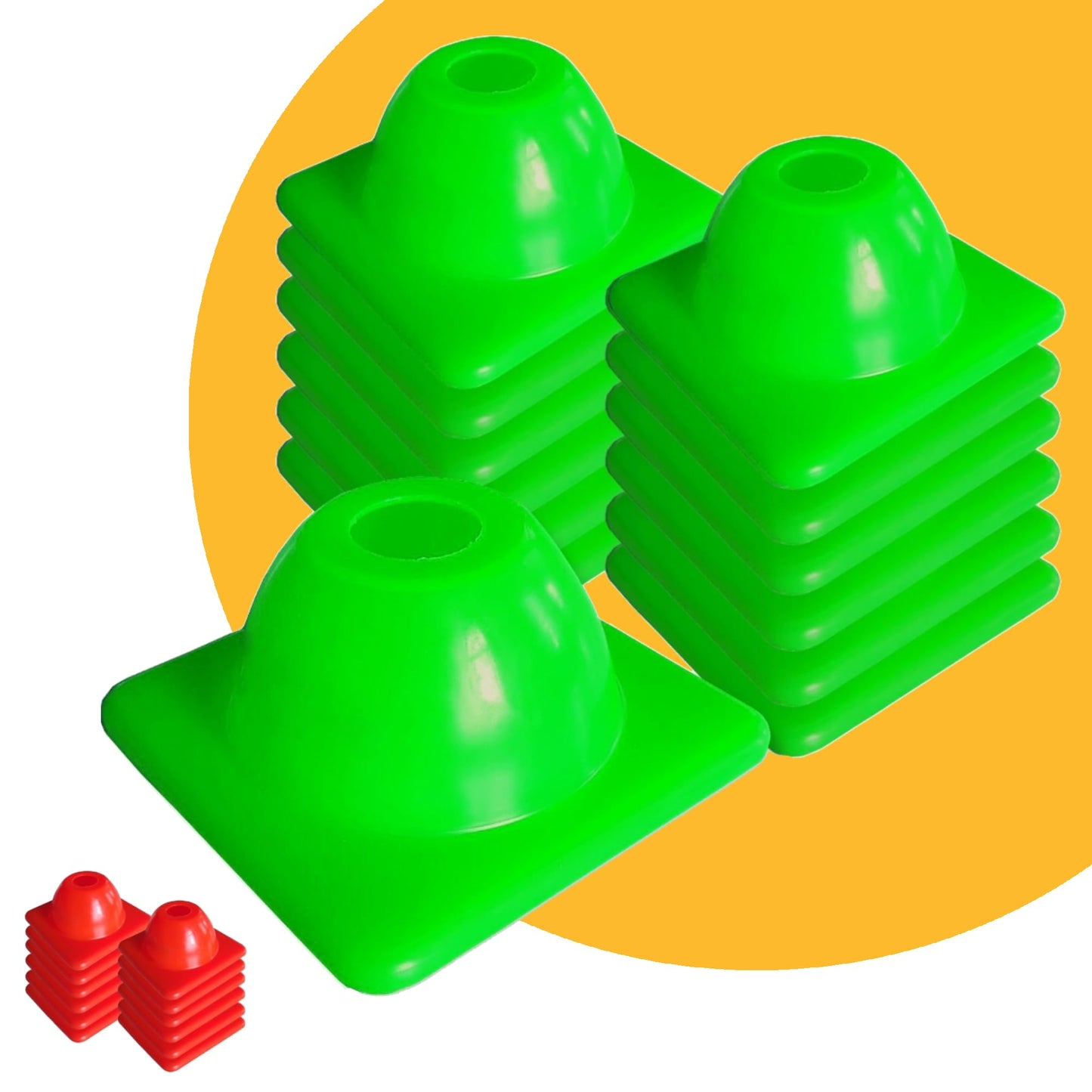 Versatyle 2in Heavy Duty Agility Training Cones for Soccer, Football, Basketball & Sports Drills, Flexible Motorcycle & Traffic Training Cones, Durable, Versatile, High Visibility (Set of 12, Green)