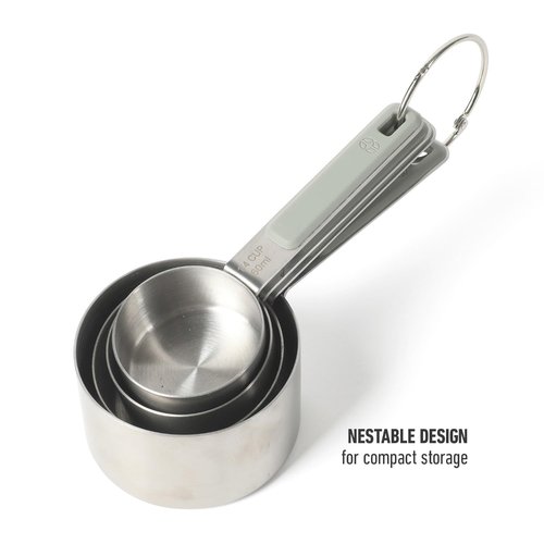 Calphalon Prime 4 Piece Stainless Steel Measuring Cups W/Taupe Silicone Handles