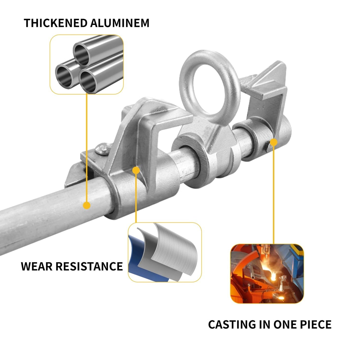 Teinfice Aluminum Sliding Beam Anchor Clamp, Adjustable I/H Beam Connector for Fall Protection System, Mobile Steel Walker Anchor Point, OSHA & ANSI Compliant Harness Connection Device