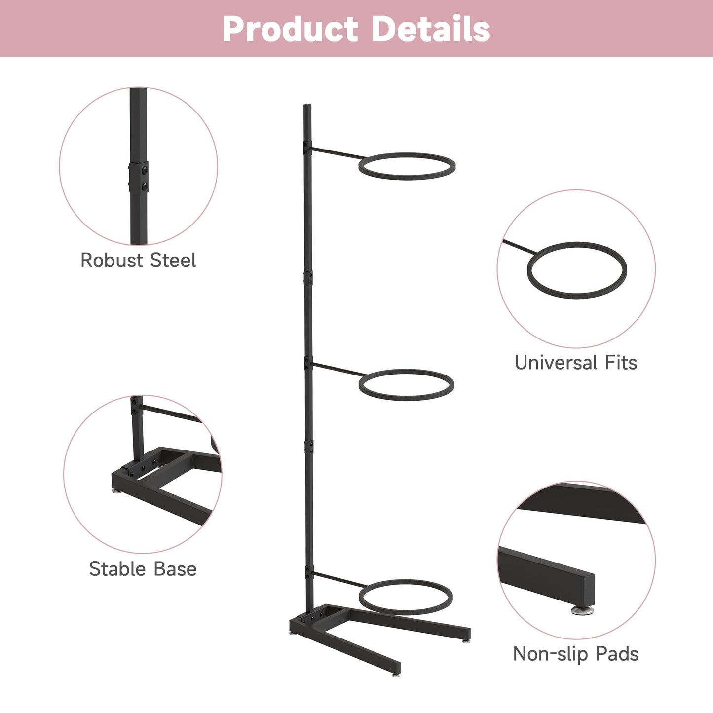Tcatec Yoga Ball Holder, 3 Tiers Exercise Ball Holder Heavy Duty Stability Ball Stand Gym Accessories Vertical Ball Storage Rack Organizer for Commercial & Home Use