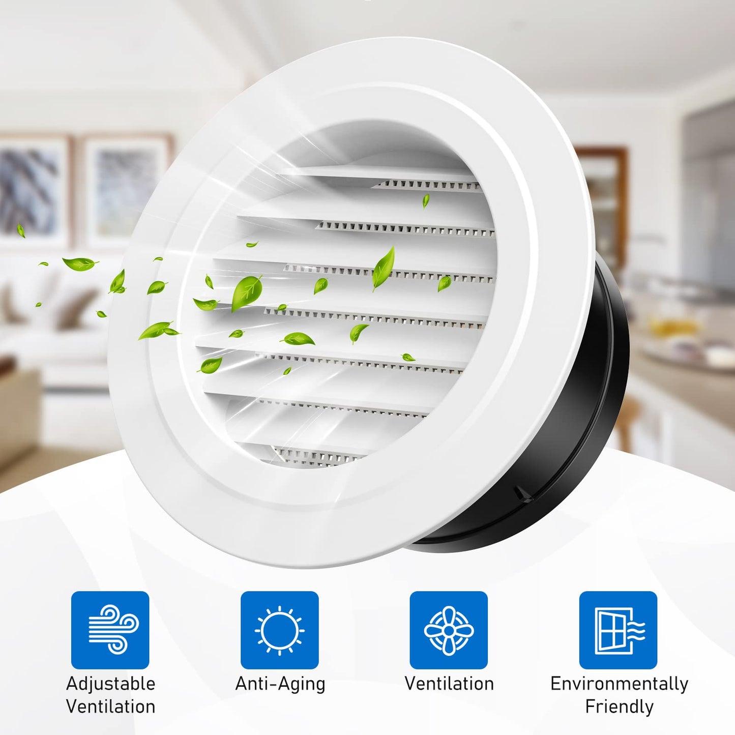 Hon&Guan 6" Insulated Flexible Duct 8FT with 2 Duct Clamps and 6 inch Inline Fan Duct Booster Fan 469CFM and 6'' Soffit Vent.