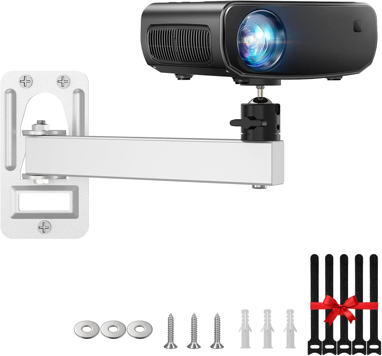 DAWASAPAT 1/4" Mini Projector Wall Mount- Adjustable Tilt&Swivel Hanging Projector Holder Wall Mount Hanger Rack Stand