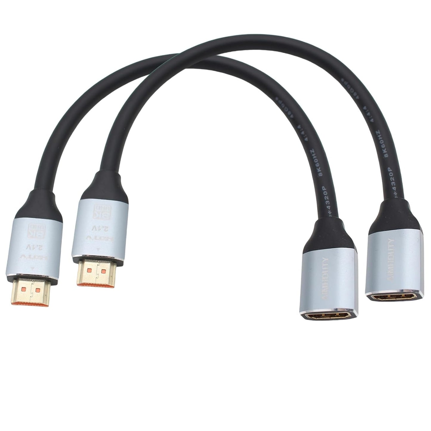 AIMHDUTY 8K 2-Pack, 1FT, PS5 PS4 HDMI Extension Cable HDMI Male to Female Adapter Extender Cord Compatible with Xbox