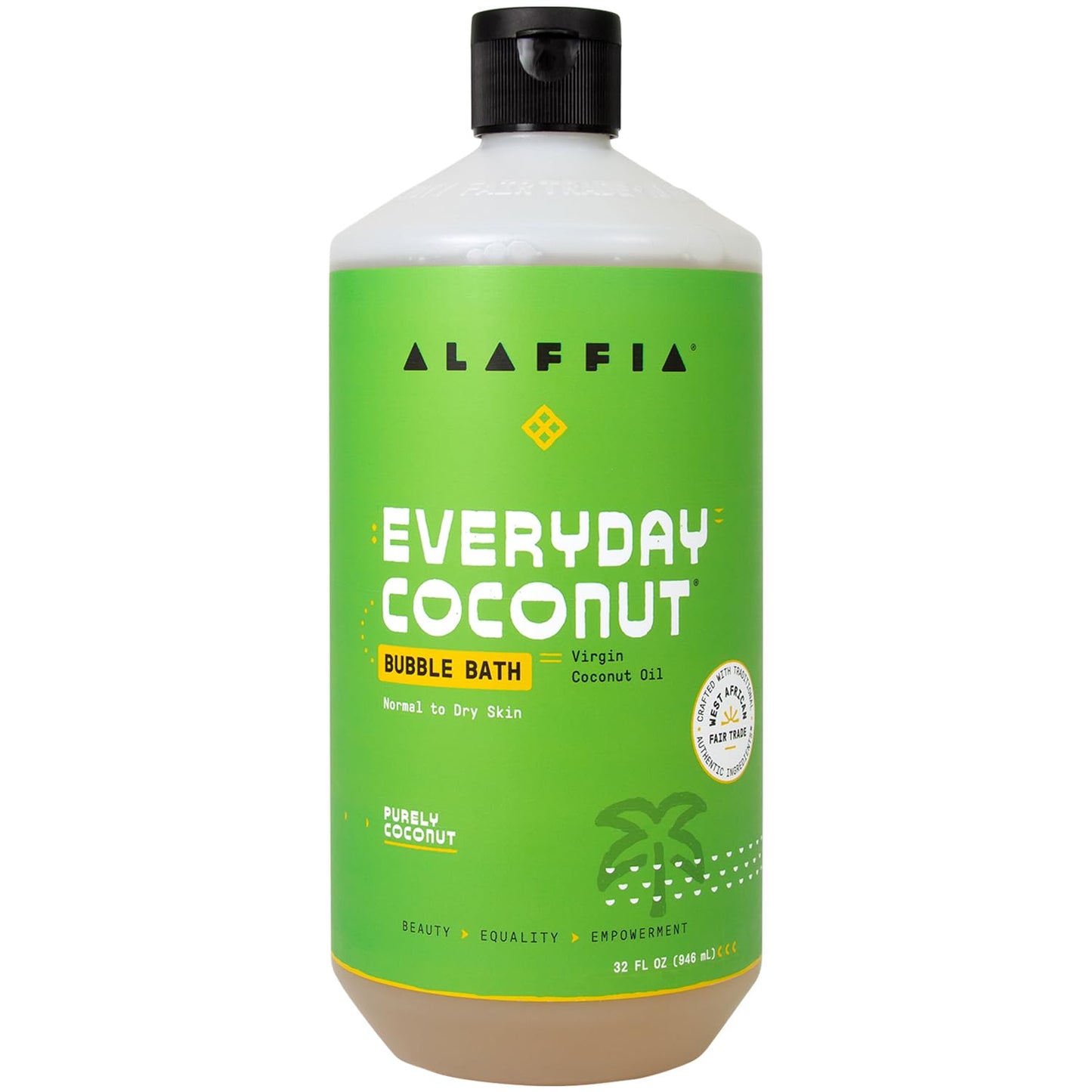 Alaffia Everyday Coconut Bubble Bath, Purely Coconut Scent, 32 Oz