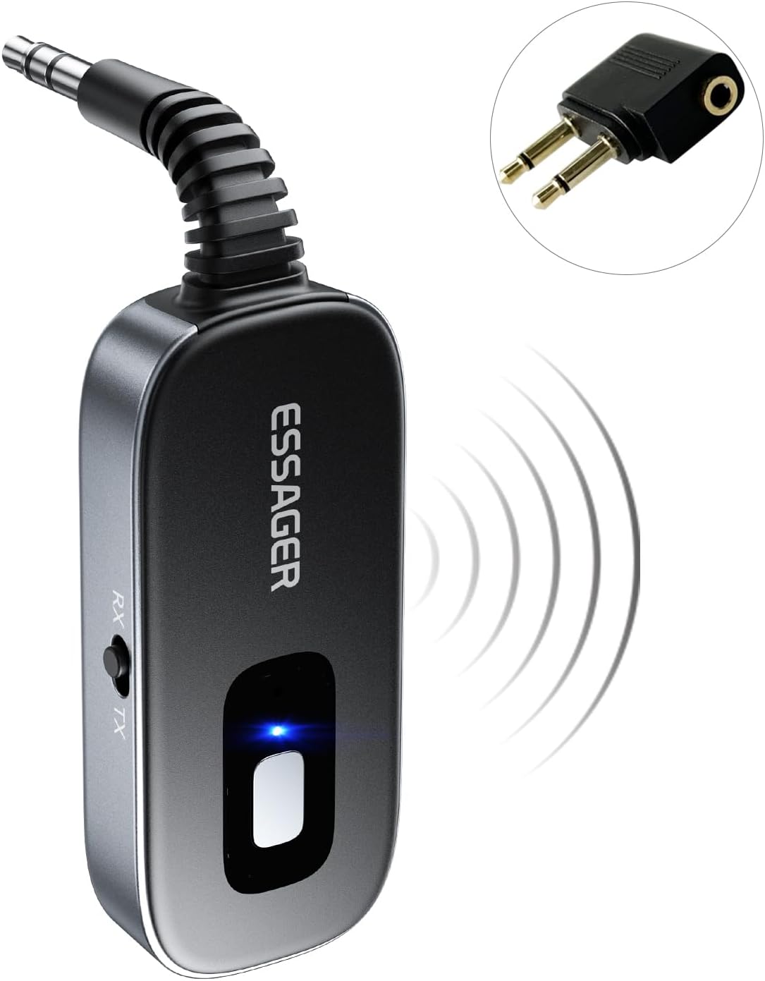 ESSAGER 3.5mm Bluetooth Car Adapter,Noise Cancelling AUX Bluetooth Receiver for Car,Wireless Audio Receiver Transmitter