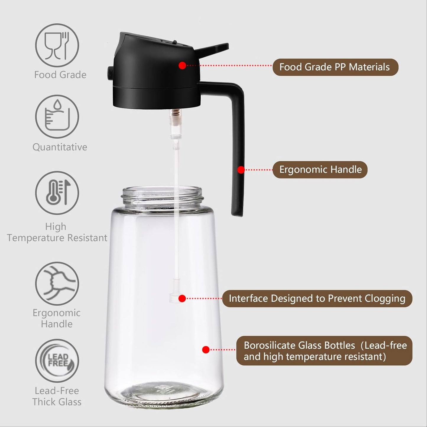 Sweet View Olive Oil Sprayer - 16oz Glass Dispenser for Cooking & BBQ | Kitchen Gadget (Black)
