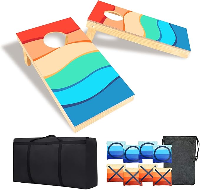 Portable 2 ft x 1 ft Cornhole Game Set with 8 Bean Bags and 1Carry Bag Excellent for Indoor & Outdoor Play – Fun Filled Cornhole Sets