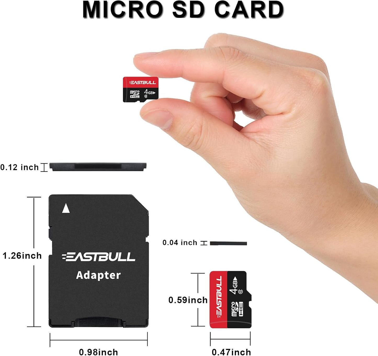 EASTBULL 4GB 5-Pack 4GB Pack 90MB/s U1 10 (5 2 of Micro SD Cards, SD Cards Full HD Video UHS-I Micro SDHC Class