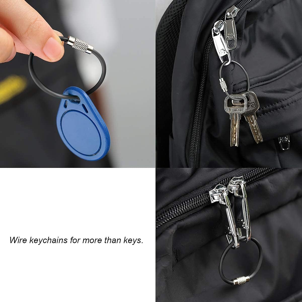 CrocSee 4 Inches Key Rings Stainless Steel Wire Keychains Cable Heavy Duty Luggage Tags Loops Tag Keepers 2mm Twist Barrel (20)