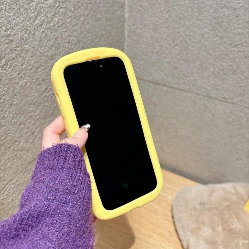 AZIALOWK 3D 17) Soft Silicone Cheese Phone Case for Apple Food Yellow Color Bright Vibrant Cartoon Creative Fun Cute
