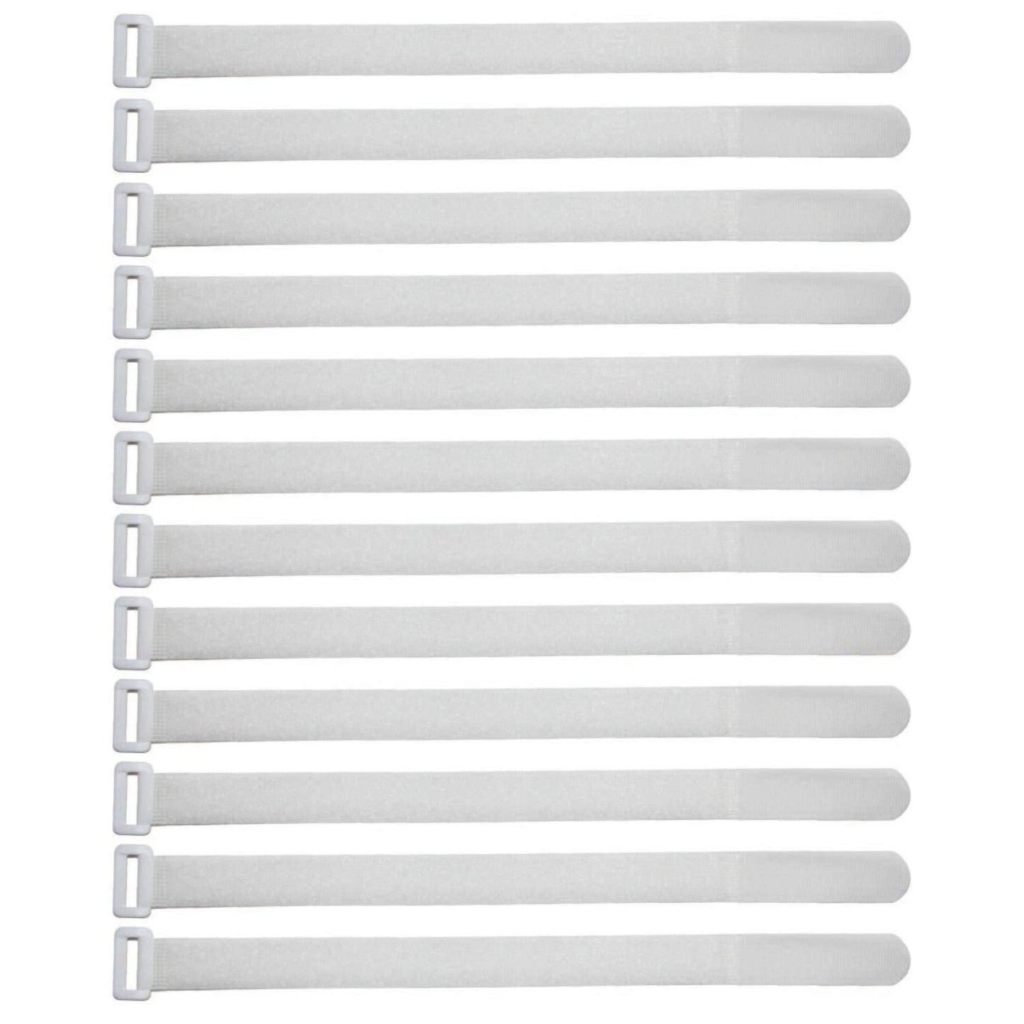 ENVISIONED Reusable Cinch Straps 1.5" x 15" - 10 Pack, Multipurpose Quality Hook and Loop Securing Straps (White)