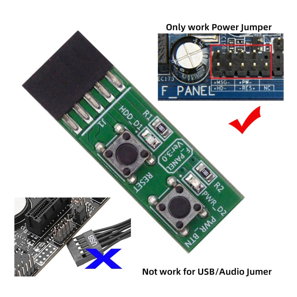 Reset 9Pin cablecc Power Jumper Mainboard Power Starter Board for Computer Switching Board Adapter with Button