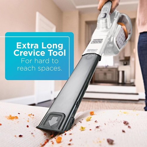 BLACK+DECKER Handheld Vacuum - Cordless & Rechargeable with Powerful Suction | Extra Long Crevice Tool