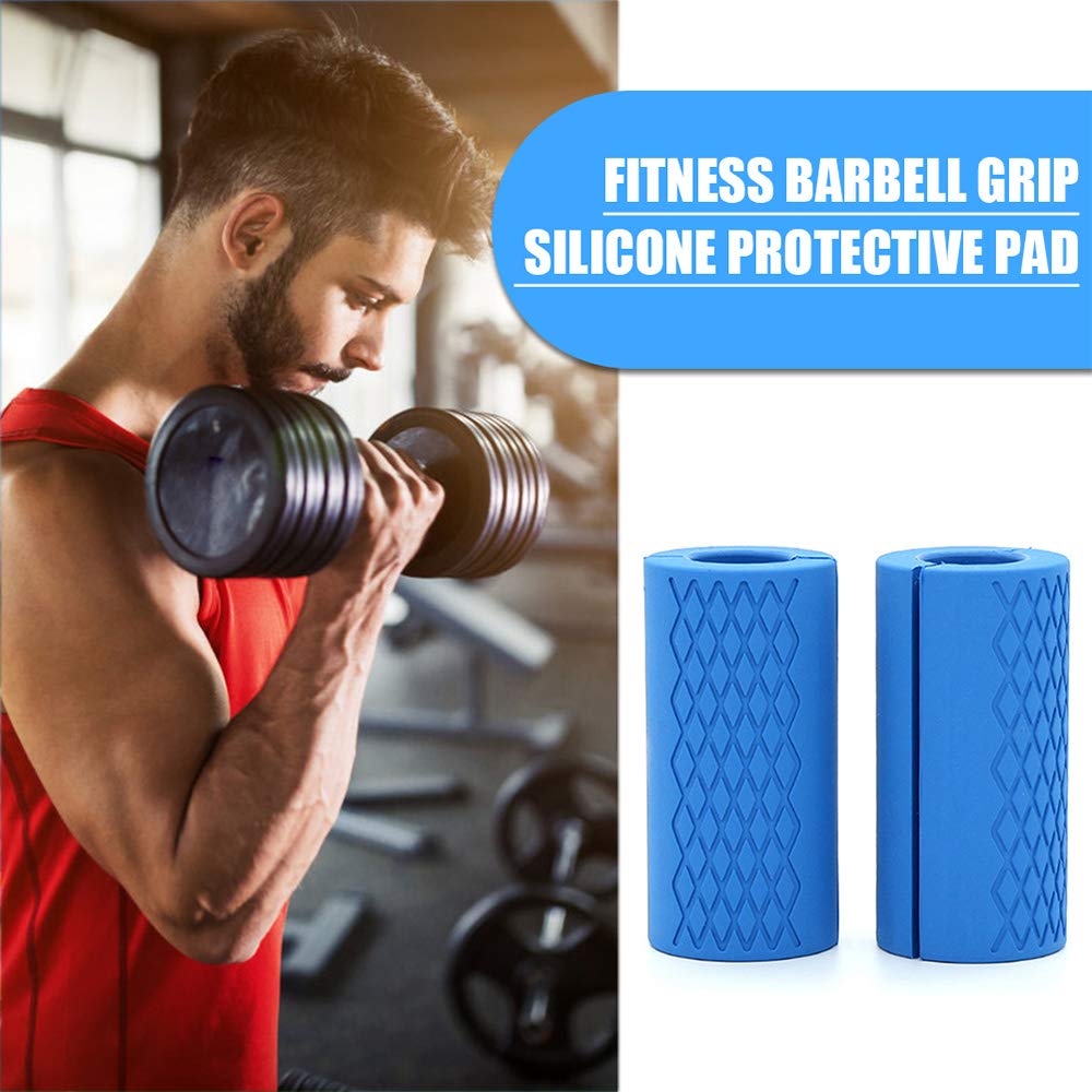 Grip Fat Bar Dumbbell Grips - Thick Barbell Handle for Weightlifting, Fitness - Silicone Non-Slip Protective Pad, 1 Pair Green