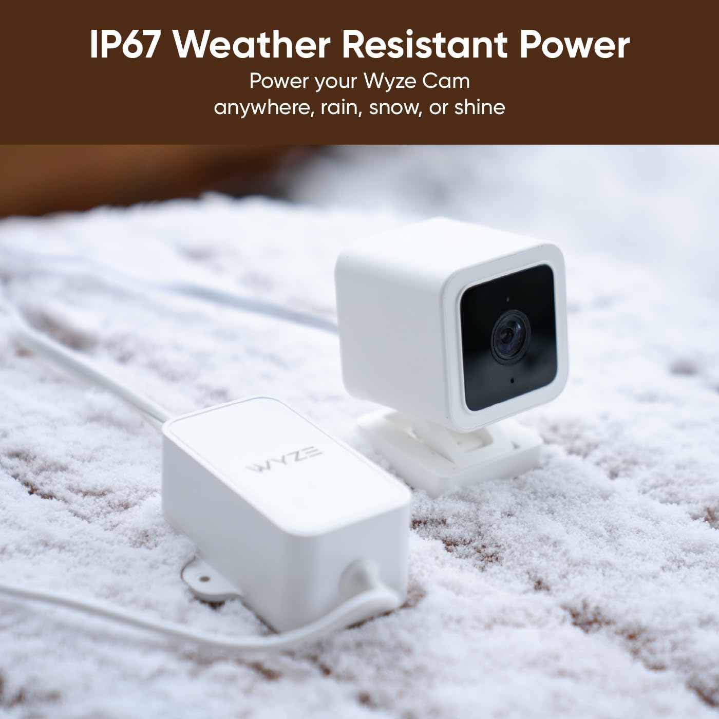 WYZE 20FT v4/v3, v4/OG/v3 IP67 Outdoor Power Adapter for Pan Cam Pro/Duo Cam Pan - No Drill Installation, Waterproof