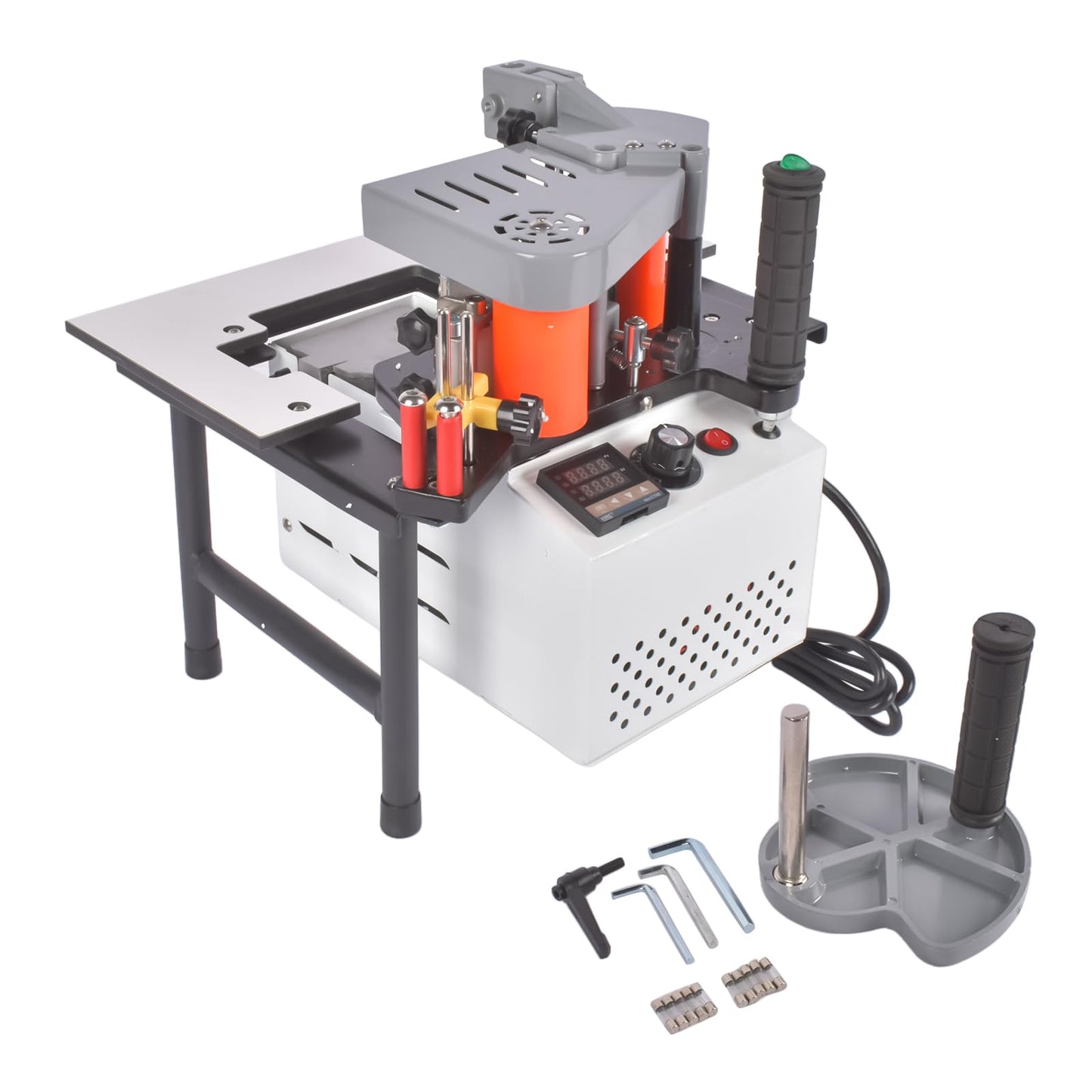 Portable Edge Bander Machine, Straight & Curved Edge Banding, Double-Sided Glue Coating, Adjustable Speed 5–10m/min, 110V, for ABS PVC MDF Acrylic