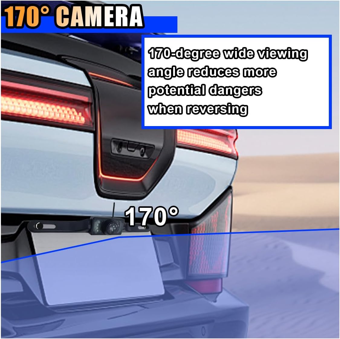 KITUREK 8-Light (LP3-8 Car License Plate Backup Camera, Wide-Angle Night Vision LED Camera, Infrared Vehicle Camera