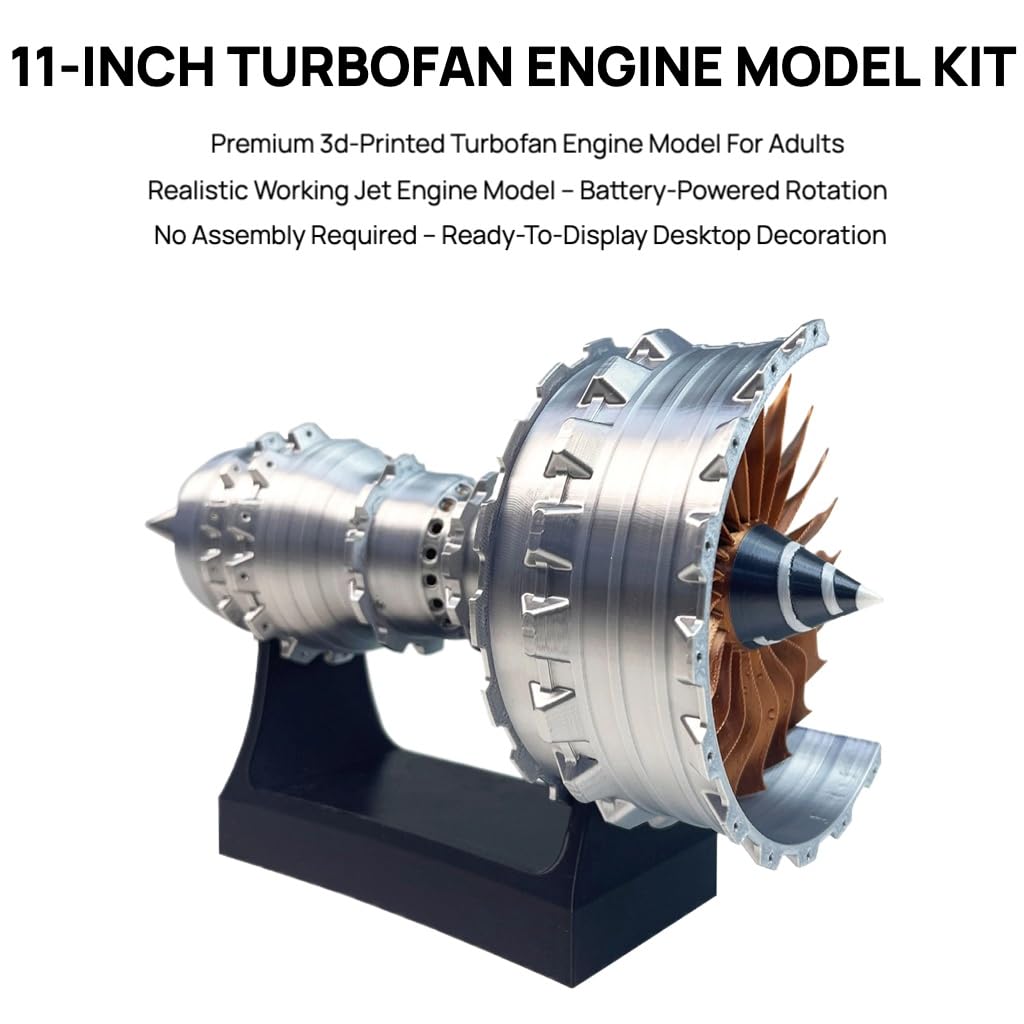 NEOLIAN 11-Inch Turbofan Engine Model Kit Realistic Jet Engine Model for Adults 3D Printed Mini Jet Engine Display with Stand Cool Toy & Gift (DIY Assembly) (DIY Assembly)