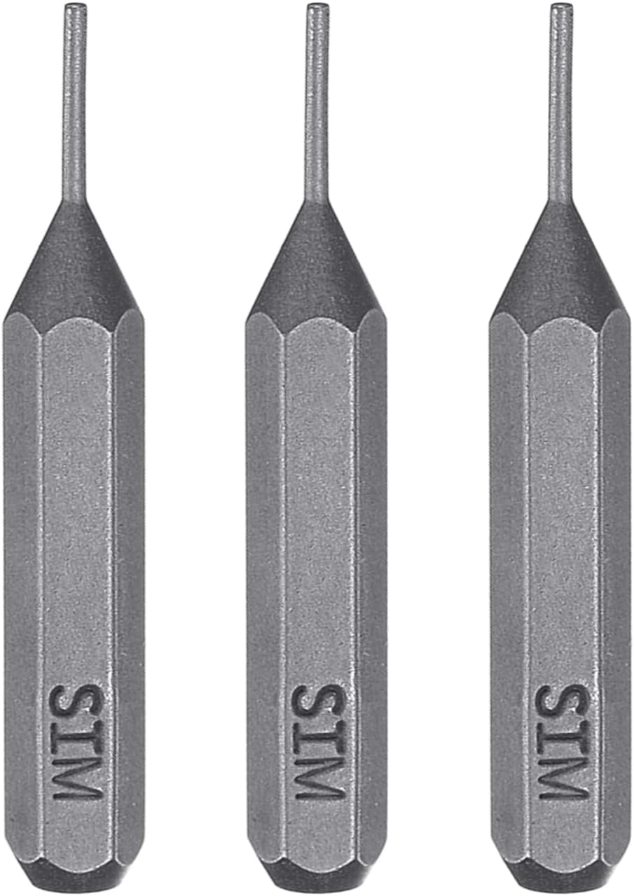 3pcs SIM0.8 5/32" 28mm S2 HARFINGTON Card Removal Screwdriver Bit Hex Shank Length Magnetic Cylindrical Head Steel SIM