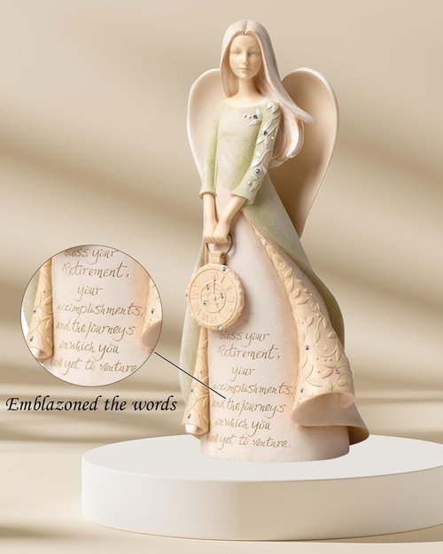 Angel Holding Clock Figurine by [Brand Name] - Perfect Retirement Gift for Women | Elegant Decor for Retirement Parties