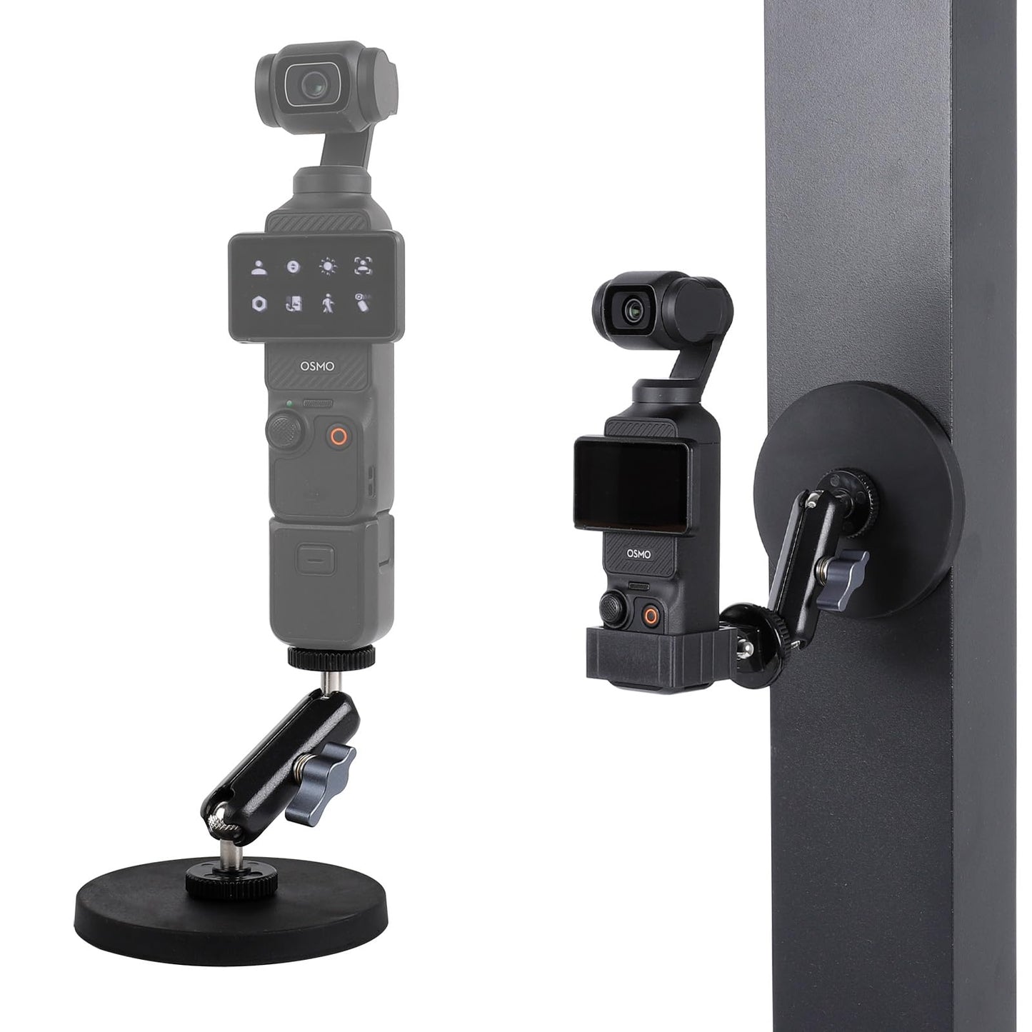 Leenconghui Magnetic Camera Mount with Magic Arm Compatible with DJI Osmo Pocket 3,Insta360 One X4 X3 X2 Go3, Heavy-Duty Magnet Base Stand with 1/4"-20 Thread for Gym, Car Mounting
