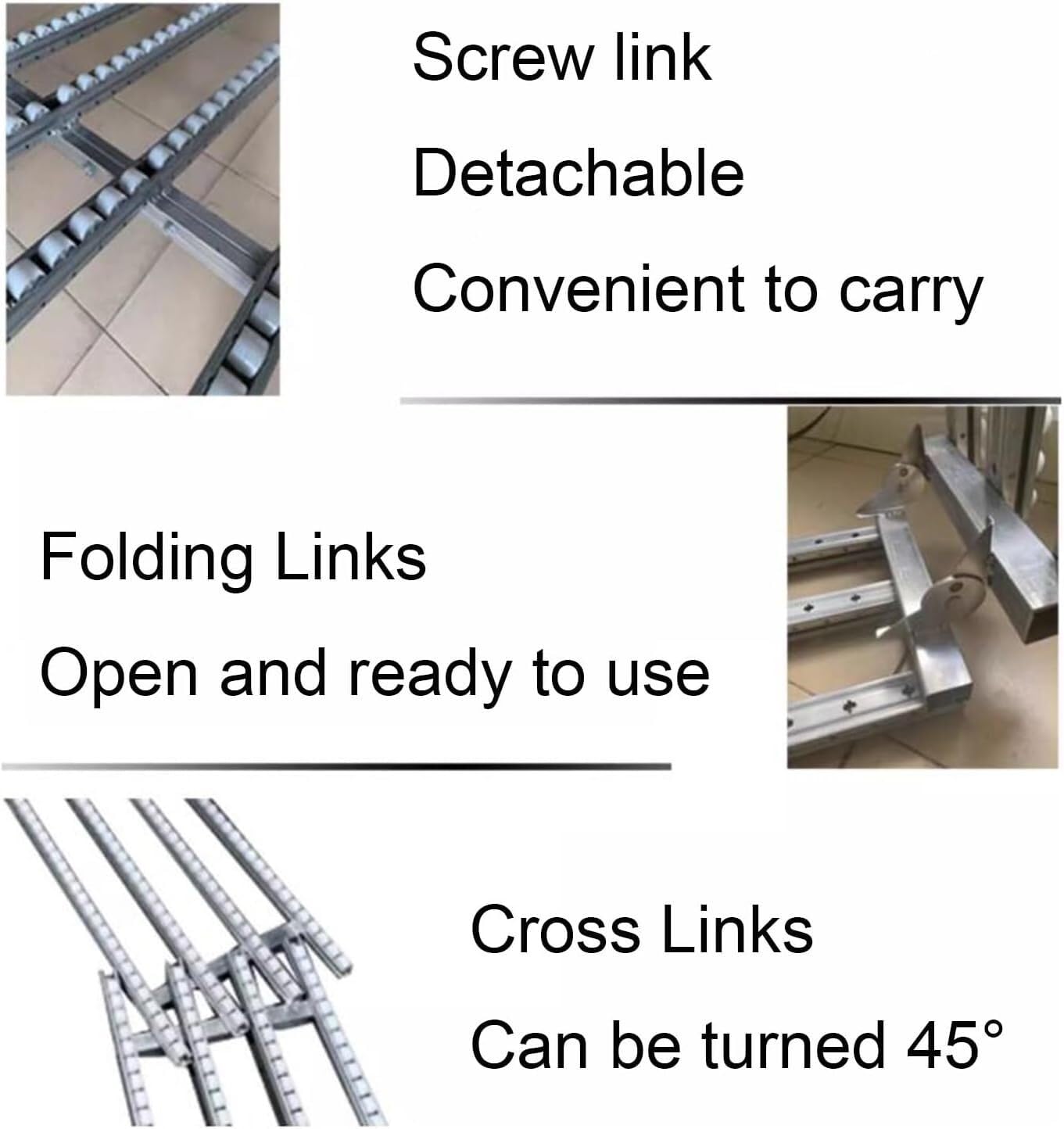 200cm Conveyor Table, Light-Duty ABS Plastic Roller Unloading Slide for Warehouses & Factories, Efficient Freight Handling (6 Slides)