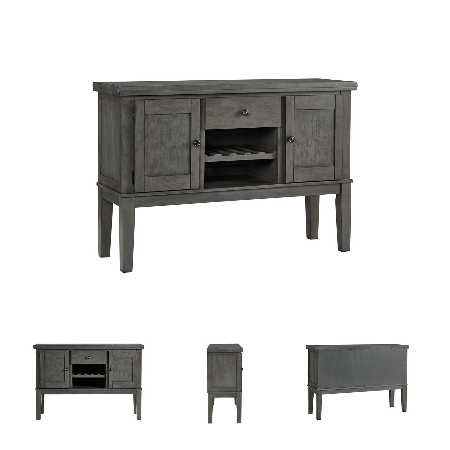 Signature Design by Ashley Hallanden Dining Room Server with Wine Rack, 2 Cabinets with Removable/Adjustable Center Shelf, Drawer, Wood with Acacia Veneer, 38.25" High, Weathered Gray