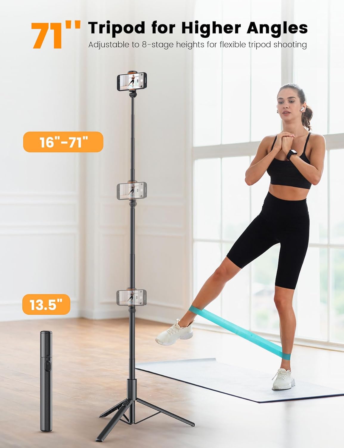 ANXRE 71" NT79 1/4" Phone Tripod, Extendable Selfie Stick with Camera Mount for Cell PhoneCamera, Phone Tripod Stand