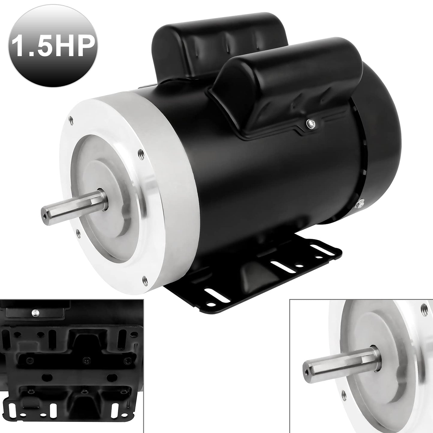 1.5HP Electric Motor 3450RPM Reversible Single Phase 56C Frame General Purpose Motor for Agricultural Machinery General Equipment 5/8" Shaft Diameter TEFC 115/230V