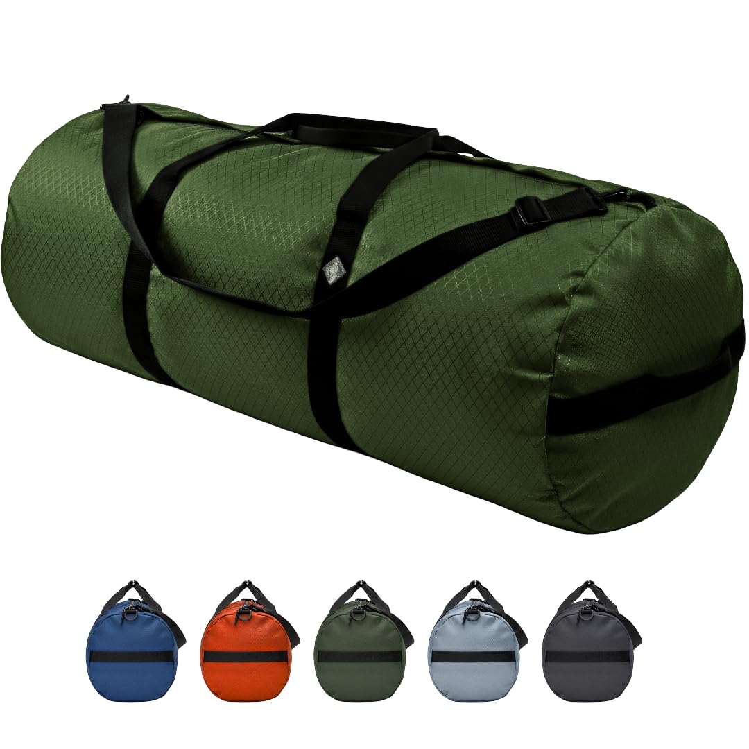 175L Extreme Duffel Bag, Heavy-Duty Gear Bag, 1050D Tuff Cloth, Diamond Ripstop, Reinforced Stitching - Green (18” x 42")
