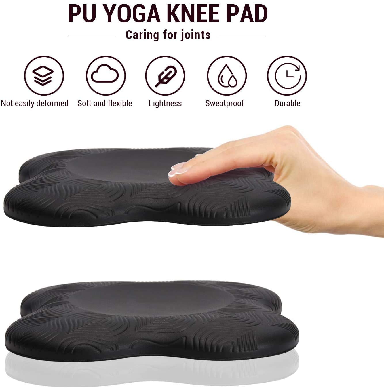 Zealtop Yoga Knee Pads Cushion Extra Thick for Knees Elbows Wrist Hands Head Foam Yoga pilates work out kneeling pad (black 2packs)