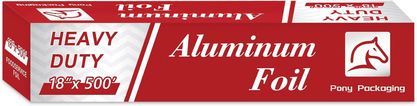 Skiennix Heavy Duty Aluminum Foil Roll - Food Safe 18 Inches x 500 FT for Cooking & Baking