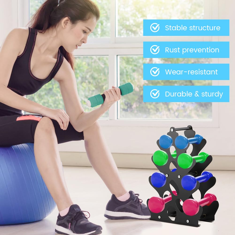 Dumbbell Rack Stand Only, Small Weight Rack 4Tier Compact Dumbbell Holder with Handle, Weight Holders for Free Weights,Dumbbell Storage Stand Holder for Home Gym Workout,Rack Only