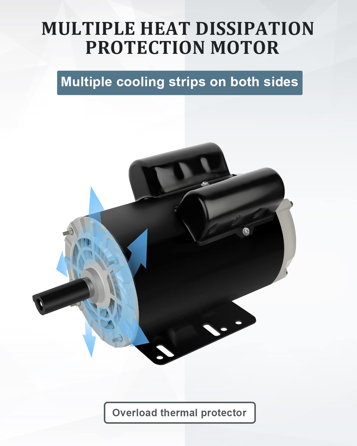 Air Compressor Motor 5HP Single Phase Electric Motor 3450RPM 208V-230V 7/8" Shaft Diameter, Commercial-Duty CCW Rotation 56HZ Frame, 2Pole
