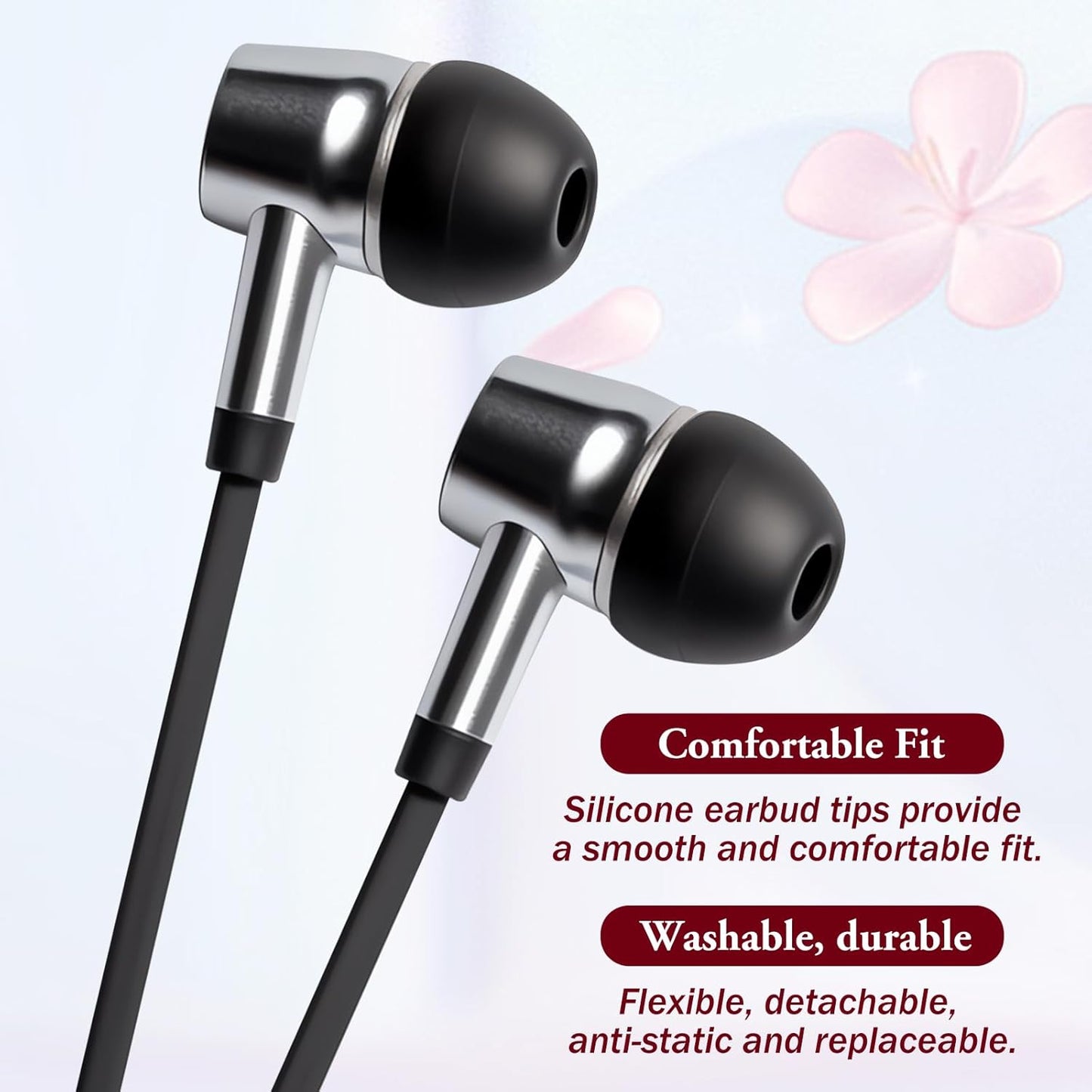 Hariendny 15 Pairs Silicone Ear Bud Replacement Pieces Earbuds Ear Tips Replacement Ear Bud Covers S/M/L Sizes Ear Gels