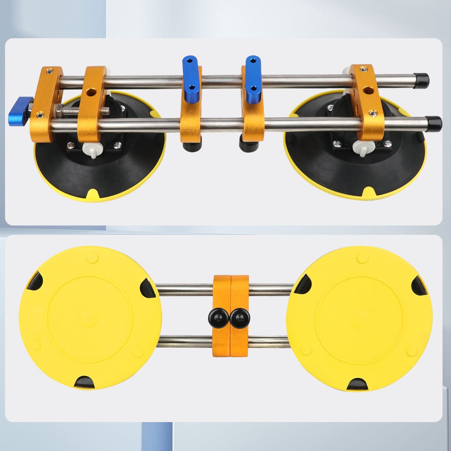 Upgrade 2 Pack Seamless Seam Setter with 6 inch Vacuum Suction Cups, Granite Seam Setter for Countertop Joining & Leveling, Seam Joiner for Stone (With Replacement Air Pump+Tool Bag+Torpedo Level）