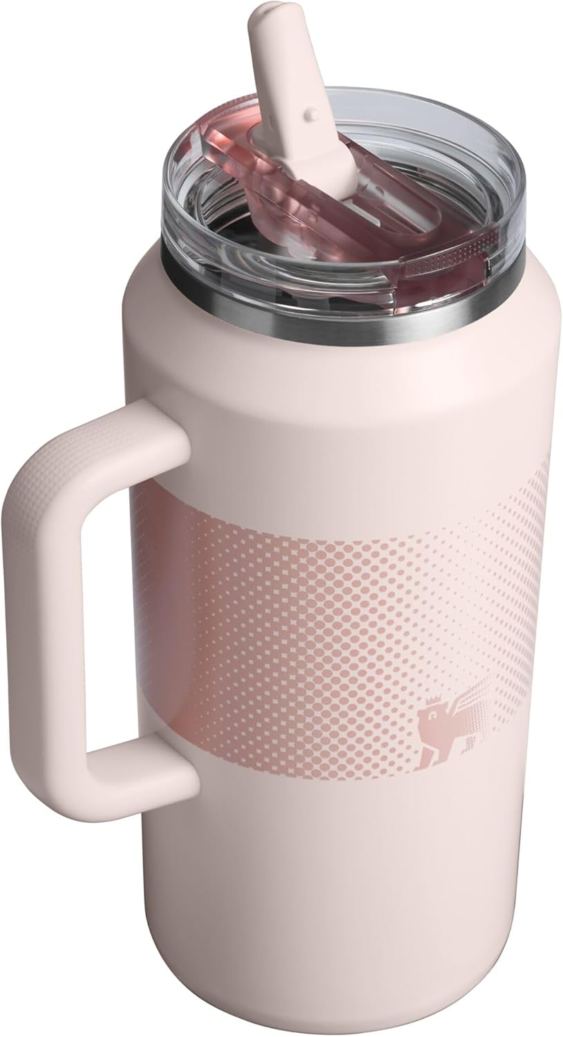 Stanley Quencher ProTour 64 oz Tumbler - Leakproof Lid, Built-In Straw & Handle | Insulated Stainless Steel | Rose Quartz Fade